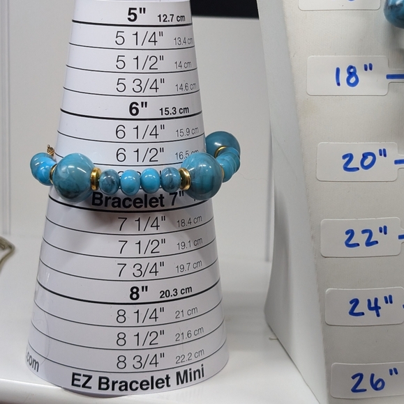 Vintage Teal & Gold Necklace & Bracelet Set - Picture 8 of 9